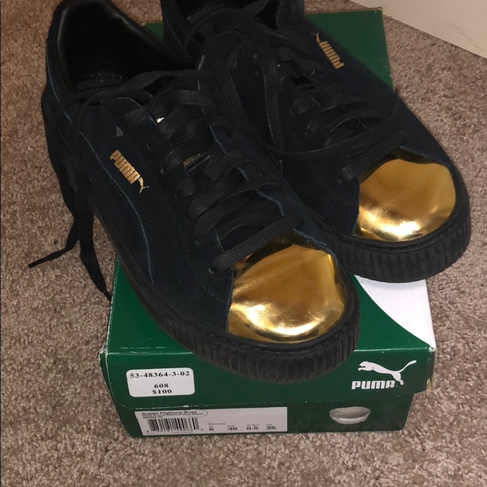Puma gold suede platform sneakers